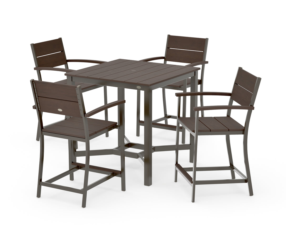 POLYWOOD Main Street 5-Piece Counter Set in Bronze / Kona