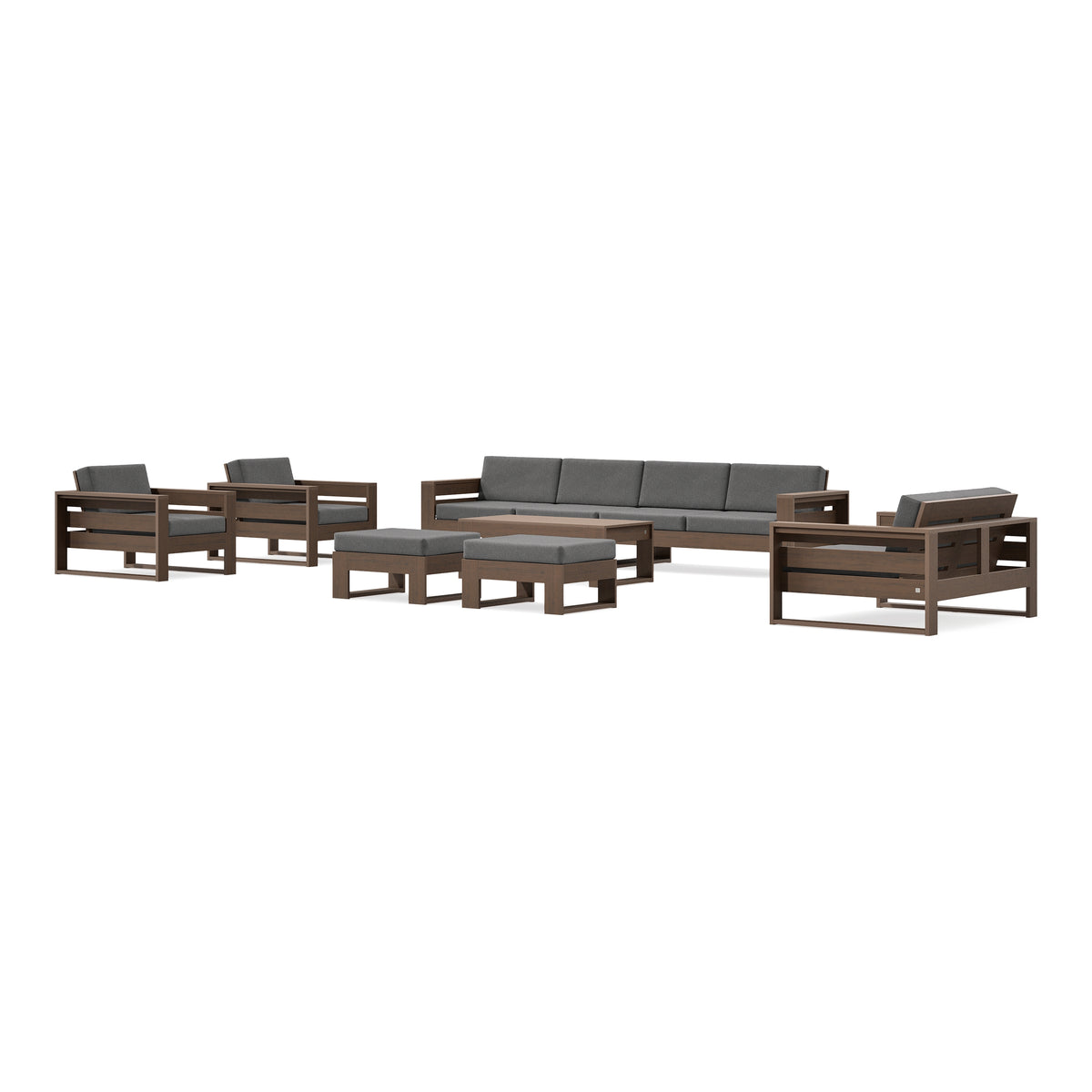 POLYWOOD PW Designer Series Latitude 8-Piece Lounge Sofa Set in Kona / Ash Charcoal