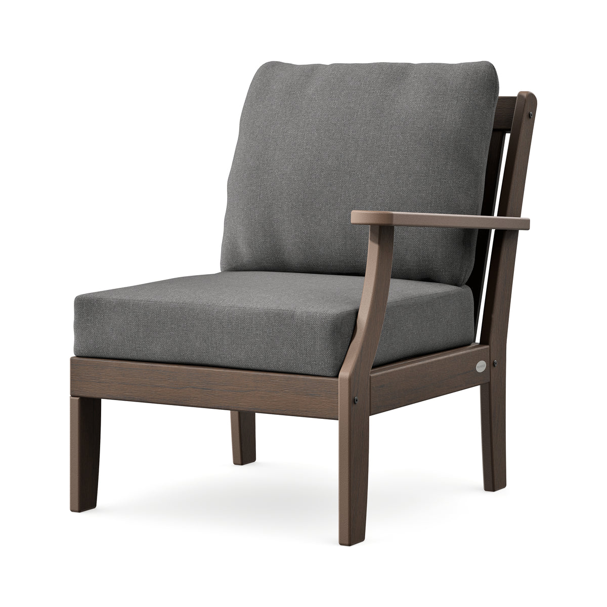 POLYWOOD Braxton Modular Right Arm Chair in Kona / Ash Charcoal