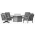 POLYWOOD Braxton 5-Piece Deep Seating Set with Fire Table in Slate Grey