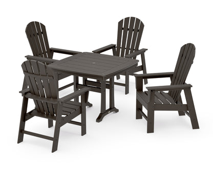 POLYWOOD South Beach 5-Piece Dining Set with Trestle Legs - 37" Table in Vintage Coffee