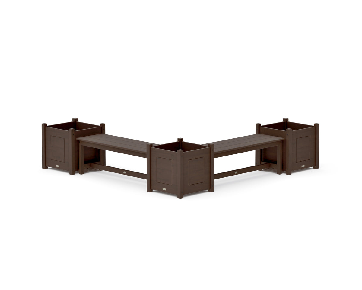 POLYWOOD 48" Country Living L-Shaped Planter Bench Corner Set - Large in Kona