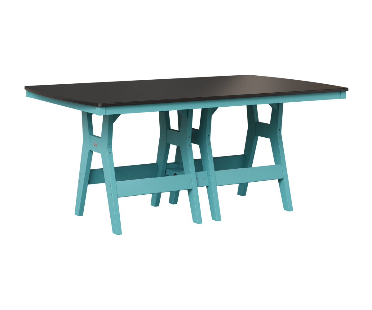 Berlin Gardens Harbor 44" x 72" Rectangular Table in Aruba Blue, Hammered Black top