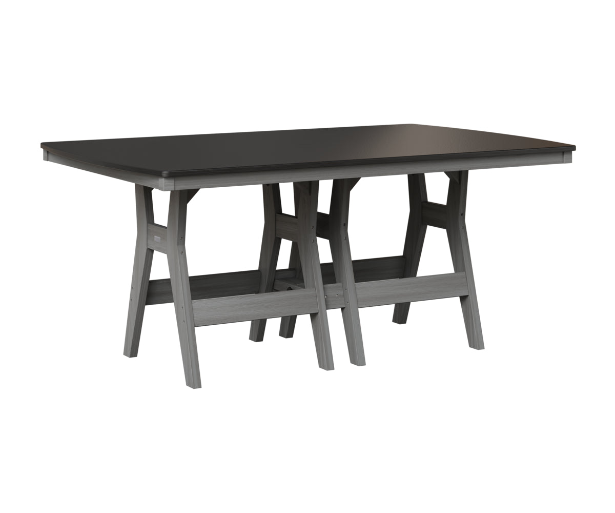 Berlin Gardens Harbor 44" x 72" Rectangular Table in Driftwood Gray, Hammered Black top