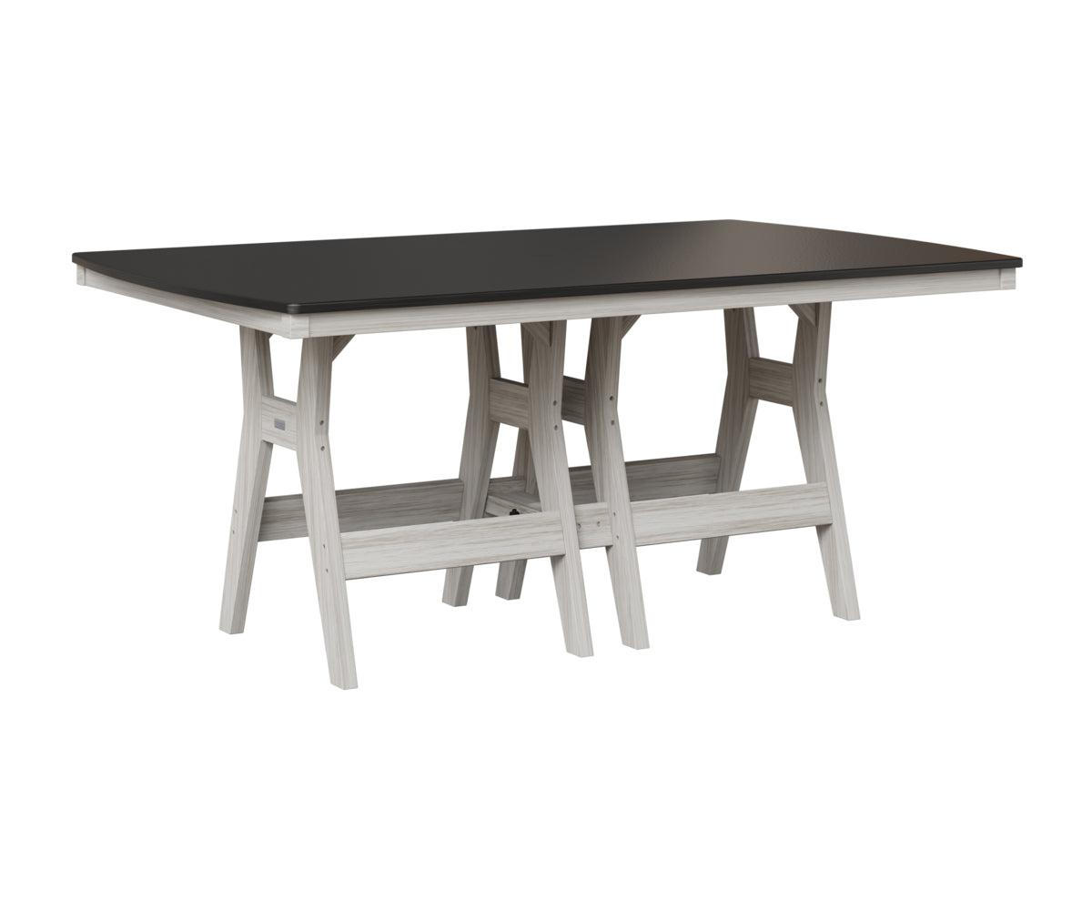 Berlin Gardens Harbor 44" x 72" Rectangular Table in Seashell, Hammered Black top
