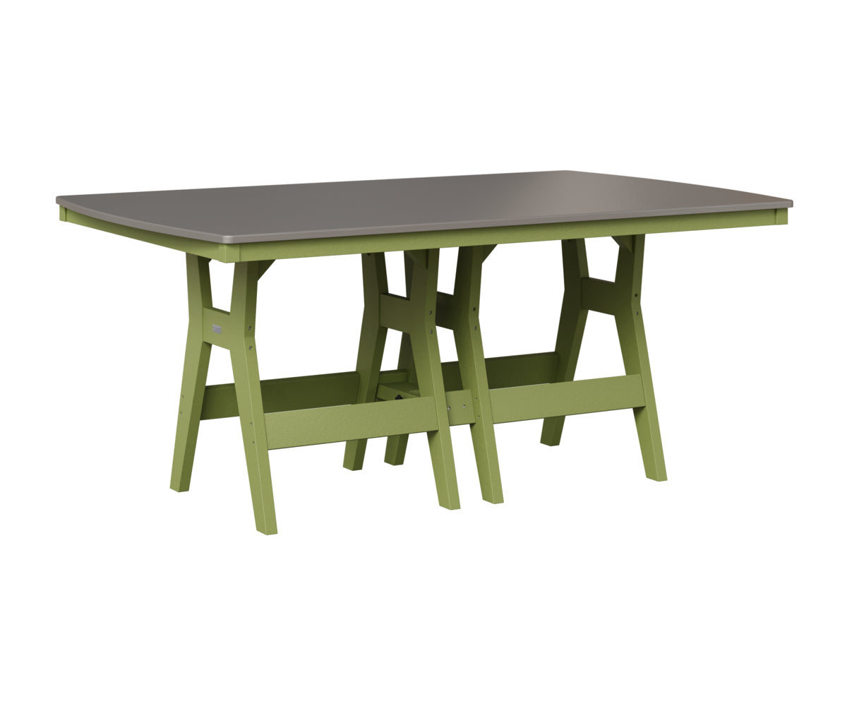 Berlin Gardens Harbor 44" x 72" Rectangular Table in Kiwi Green, Hammered Stainless top
