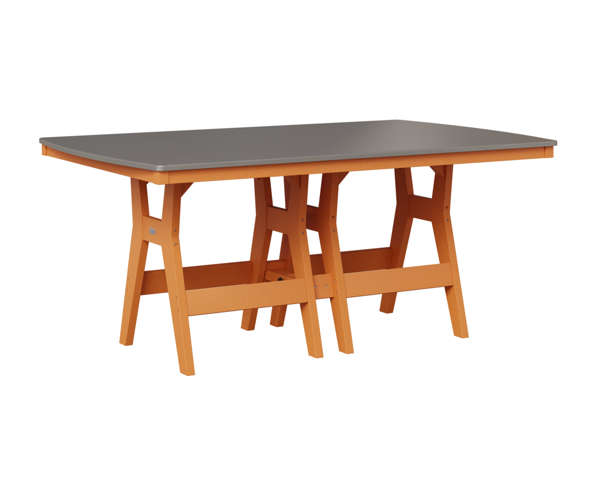 Berlin Gardens Harbor 44" x 72" Rectangular Table in Mango Orange, Hammered Stainless top