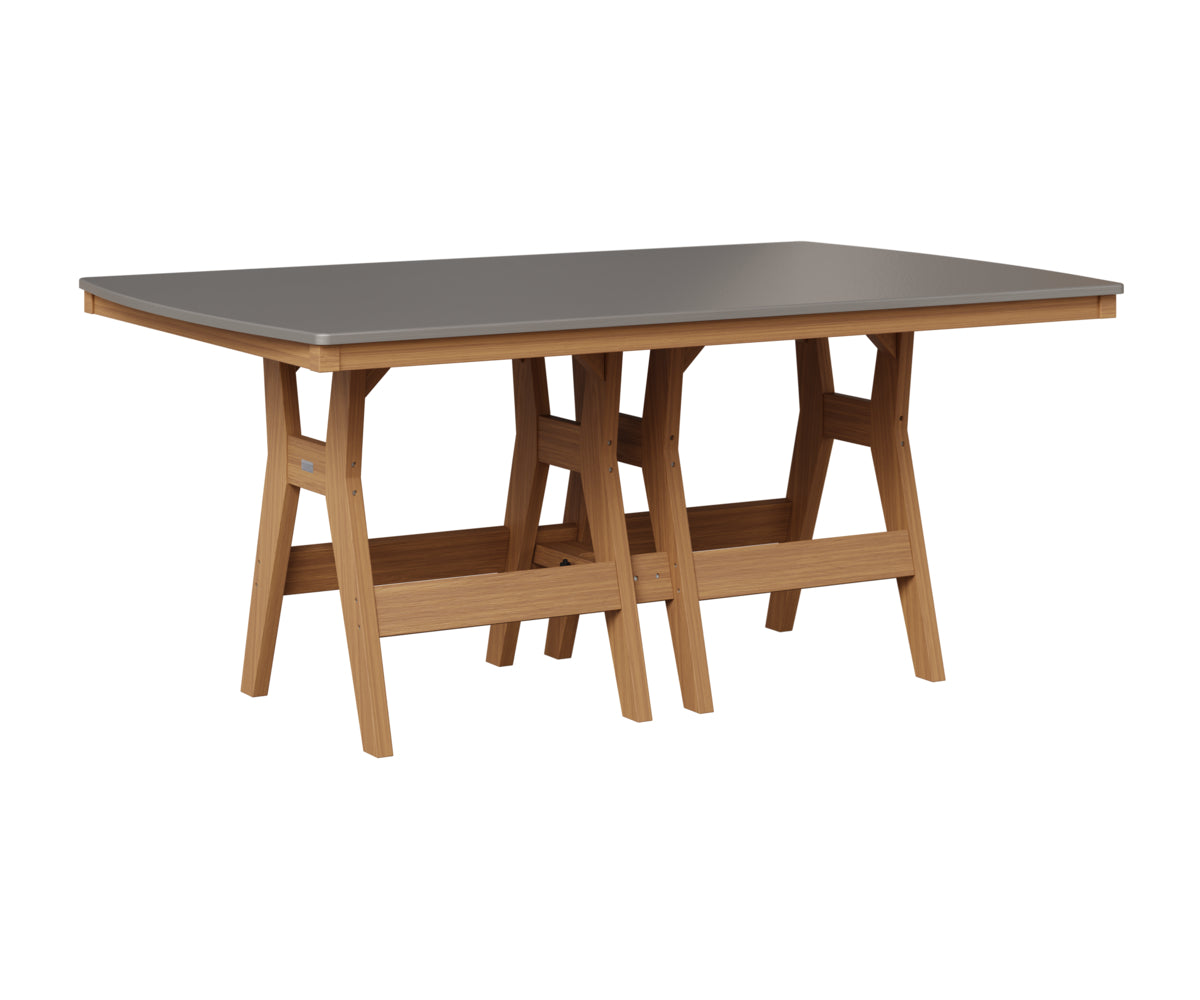 Berlin Gardens Harbor 44" x 72" Rectangular Table in Natural Teak, Hammered Stainless top