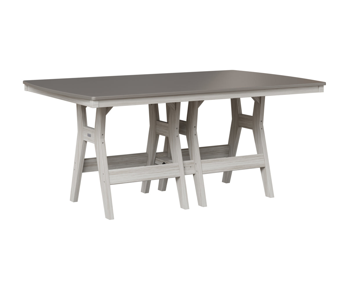 Berlin Gardens Harbor 44" x 72" Rectangular Table in Seashell, Hammered Stainless top