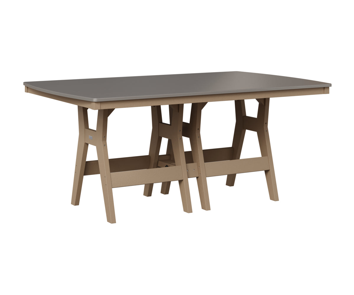 Berlin Gardens Harbor 44" x 72" Rectangular Table in Weatherwood, Hammered Stainless top