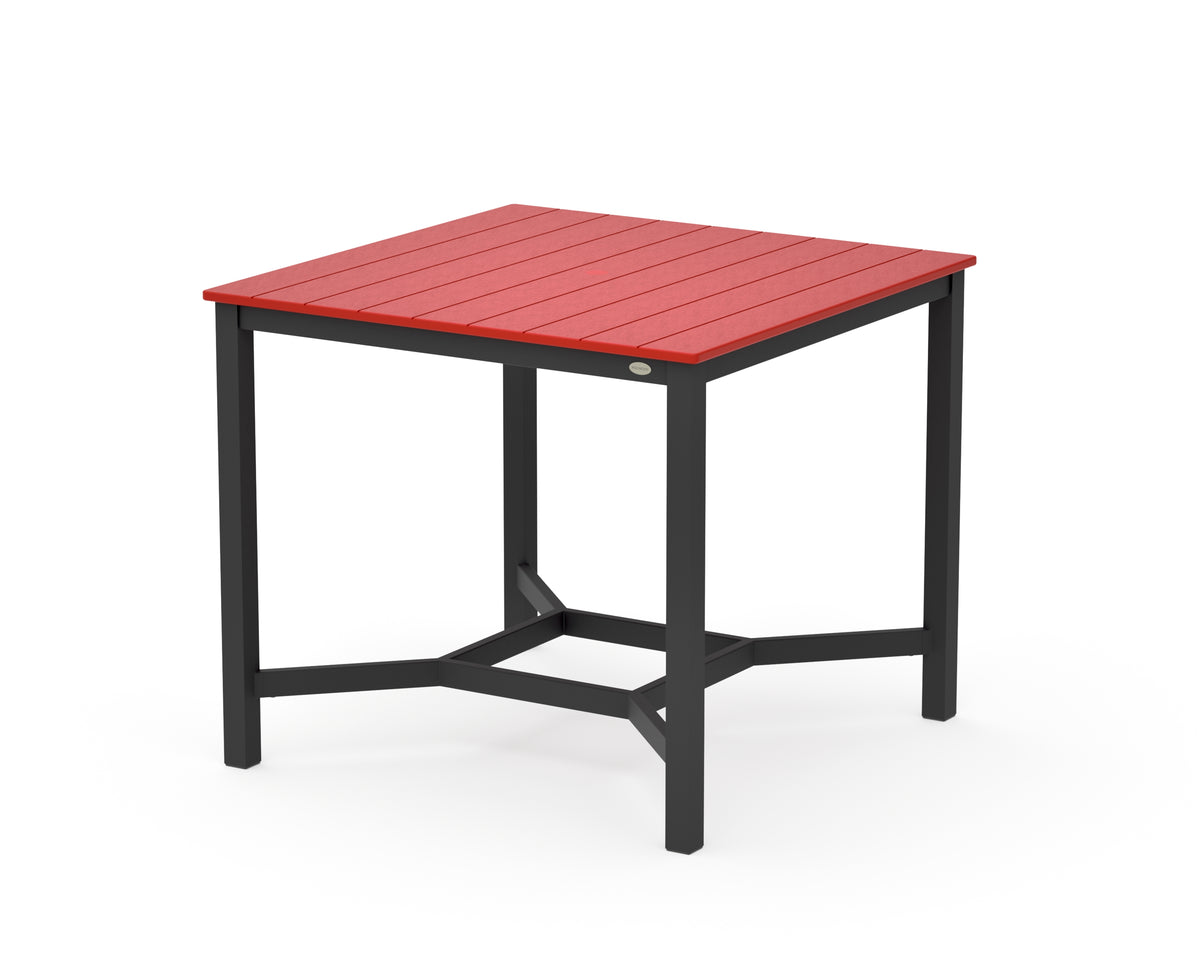 POLYWOOD Main Street 42 x 42 Counter Table in Black / Sunset Red