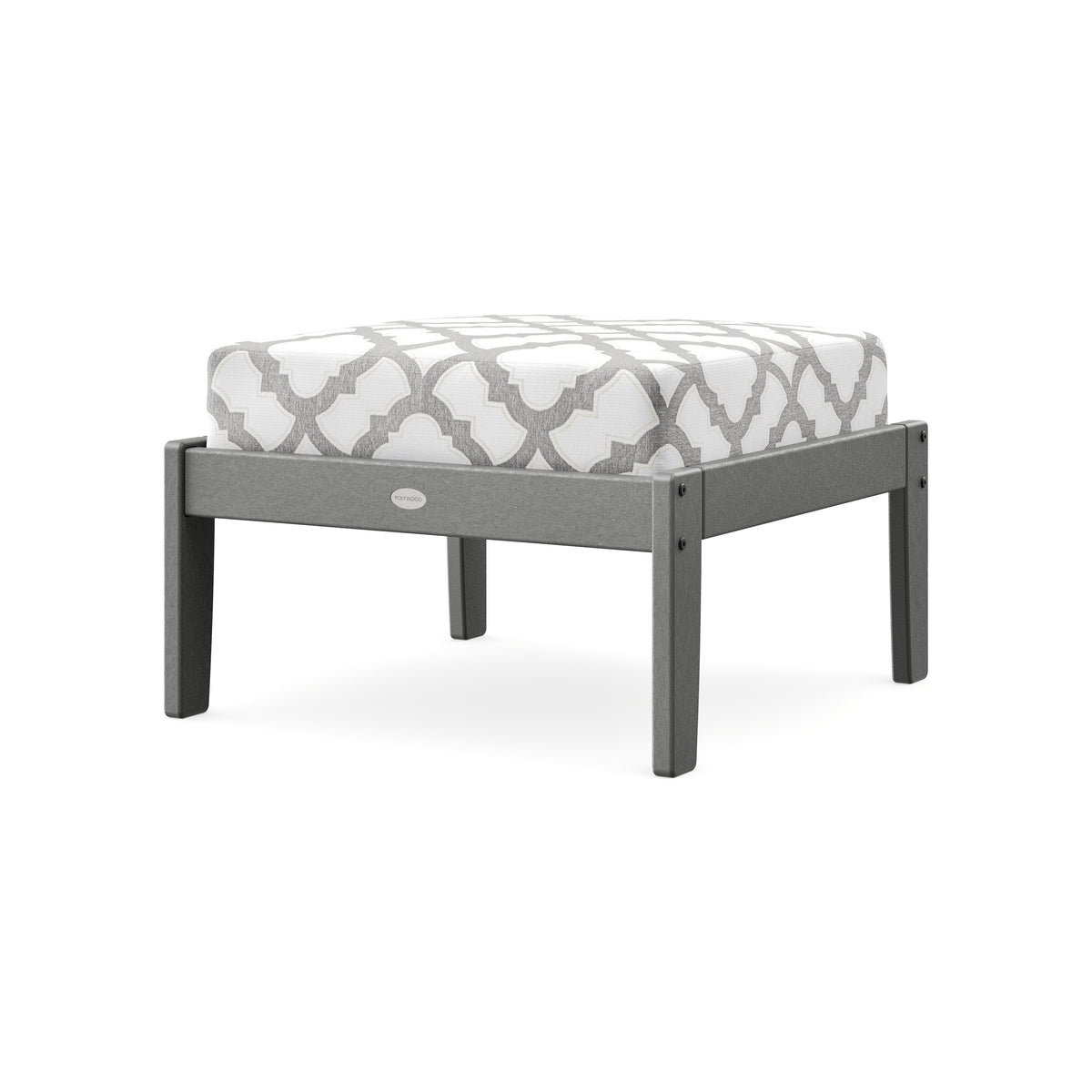 POLYWOOD Braxton Deep Seating Ottoman in Slate Grey / Trellis Grey Mist