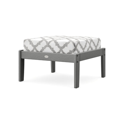 POLYWOOD Braxton Deep Seating Ottoman in Slate Grey / Trellis Grey Mist