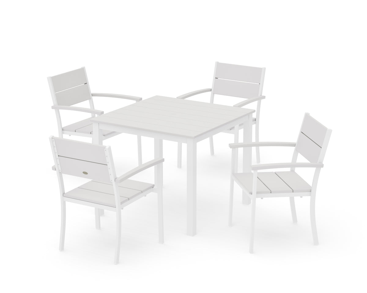POLYWOOD Main Street 5-Piece Dining Set with Main Street 36" x 36" Dining Table in White / Vintage White
