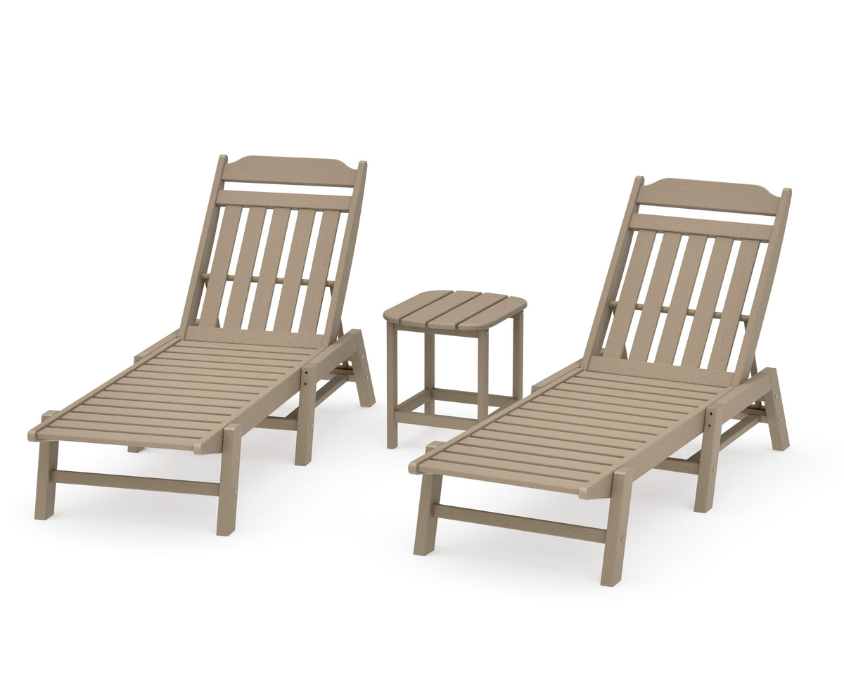 POLYWOOD Cottage 3-Piece Chaise Set in Vintage Sahara