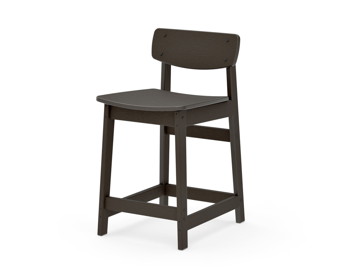 POLYWOOD Modern Studio Urban Lowback Counter Chair in Vintage Coffee