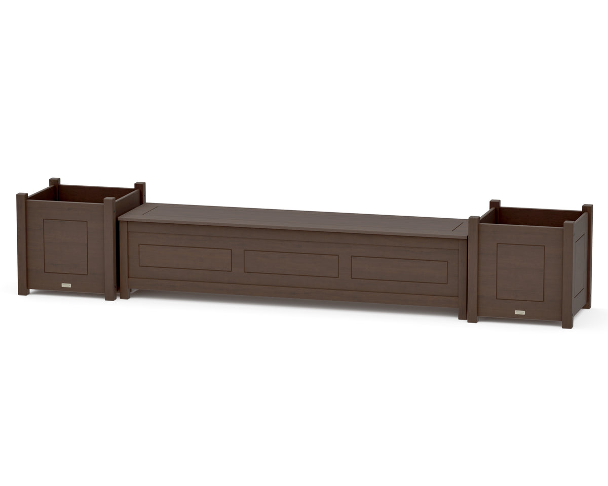 POLYWOOD 72" Country Living Straight Planter Storage Bench Set - Large in Kona