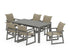 POLYWOOD EDGE Woven Arm Chair 7-Piece Parsons Dining Set in Slate Grey / Dune Grass