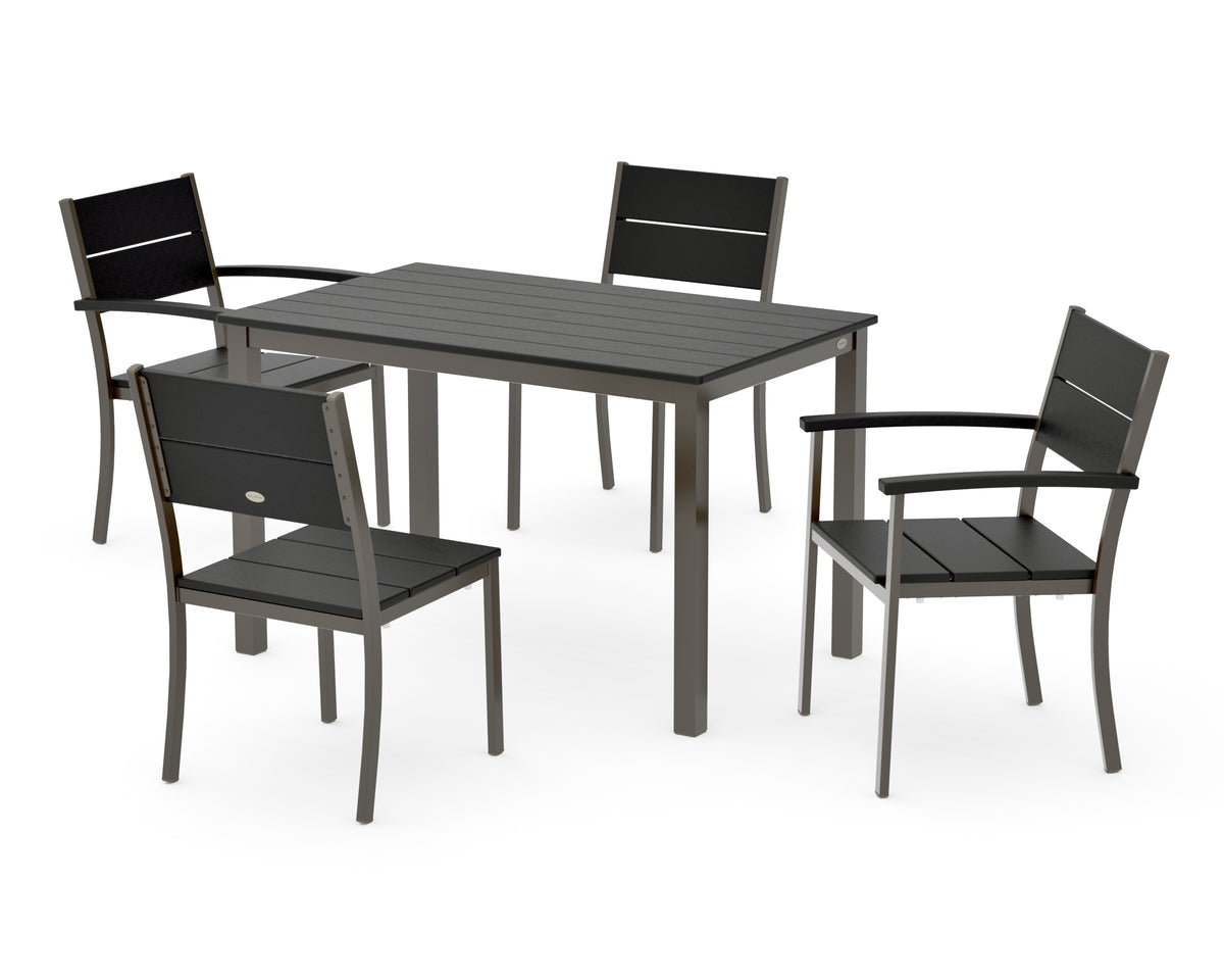 POLYWOOD Main Street 5-Piece Dining Set with Main Street 30 x 48 Dining Table in Bronze / Black