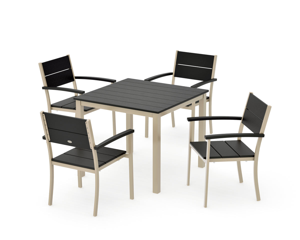 POLYWOOD Main Street 5-Piece Dining Set with Main Street 36" x 36" Dining Table in Sand / Black