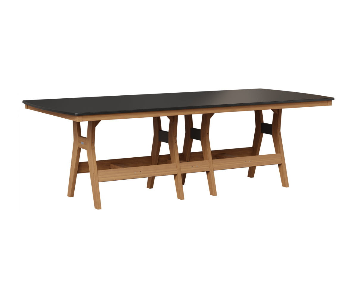 Berlin Gardens Harbor 44" x 96" Rectangular Table in Natural Teak, Hammered Black top