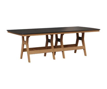 Berlin Gardens Harbor 44" x 96" Rectangular Table in Natural Teak, Hammered Black top