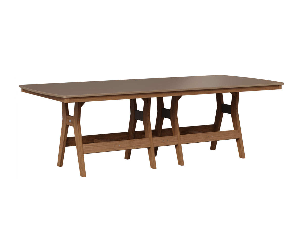 Berlin Gardens Harbor 44" x 96" Rectangular Table in Antique Mahogany, Hammered Bronze top