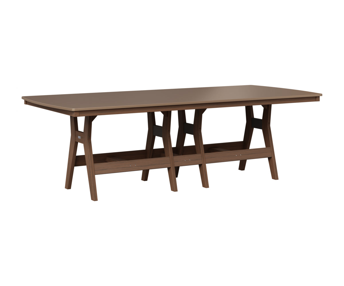 Berlin Gardens Harbor 44" x 96" Rectangular Table in Brazilian Walnut, Hammered Bronze top
