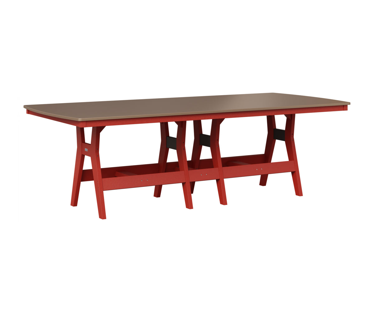 Berlin Gardens Harbor 44" x 96" Rectangular Table in Scarlet Red, Hammered Bronze top