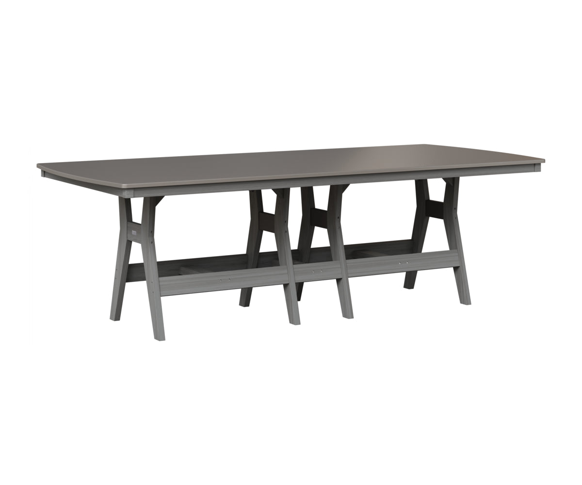 Berlin Gardens Harbor 44" x 96" Rectangular Table in Driftwood Gray, Hammered Stainless top