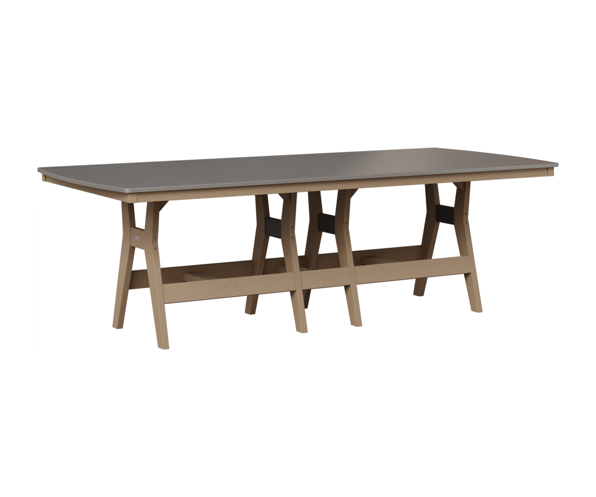 Berlin Gardens Harbor 44" x 96" Rectangular Table in Weatherwood, Hammered Stainless top