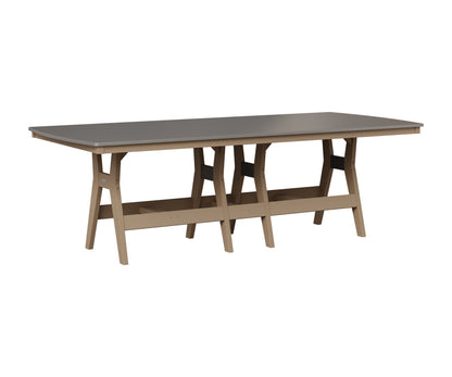 Berlin Gardens Harbor 44" x 96" Rectangular Table in Weatherwood, Hammered Stainless top