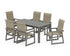 POLYWOOD EDGE Woven High-Back Arm Chair 7-Piece Parsons Dining Set in Slate Grey / Dune Grass