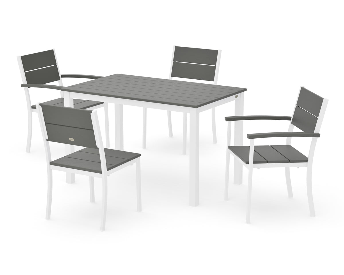 POLYWOOD Main Street 5-Piece Dining Set with Main Street 30 x 48 Dining Table in White / Slate Grey