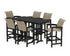 POLYWOOD Coastal Woven Arm Chair 7-Piece Bar Set in Black / Dune Grass