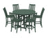 POLYWOOD Vineyard 7-Piece Side Chair Round Farmhouse Bar Set in Green