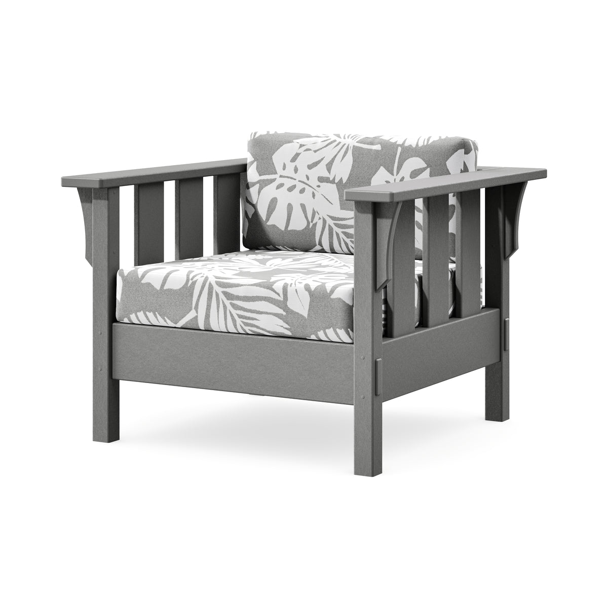 POLYWOOD Acadia Deep Seating Chair in Slate Grey / Leaf Grey Mist