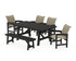 POLYWOOD Coastal Woven 6-Piece Rustic Farmhouse Dining Set with Bench in Black / Dune Grass