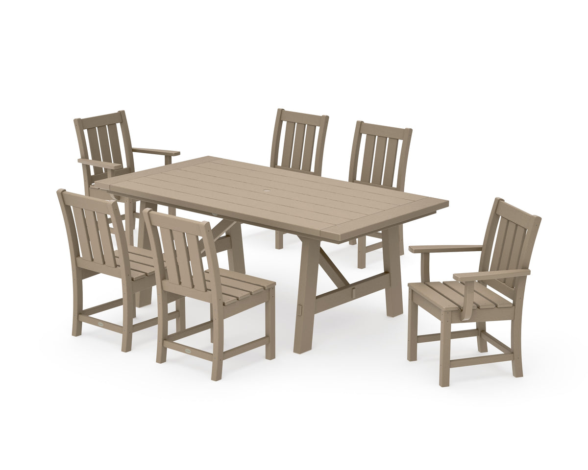 POLYWOOD Oxford 7-Piece Rustic Farmhouse Dining Set in Vintage Sahara