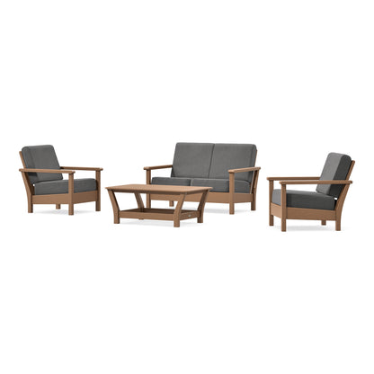 POLYWOOD Harbour 4-Piece Deep Seating Set in Teak
