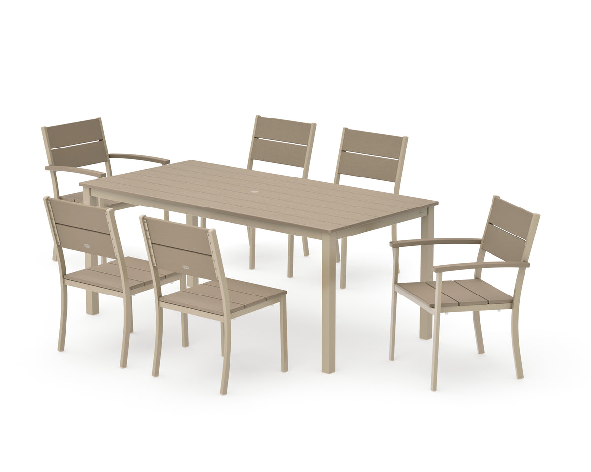 POLYWOOD Main Street 7-Piece Dining Set with Main Street 36" x 72" Dining Table in Sand / Vintage Sahara
