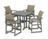 POLYWOOD EDGE Woven 5-Piece Farmhouse Counter Set with Trestle Legs in Slate Grey / Dune Grass