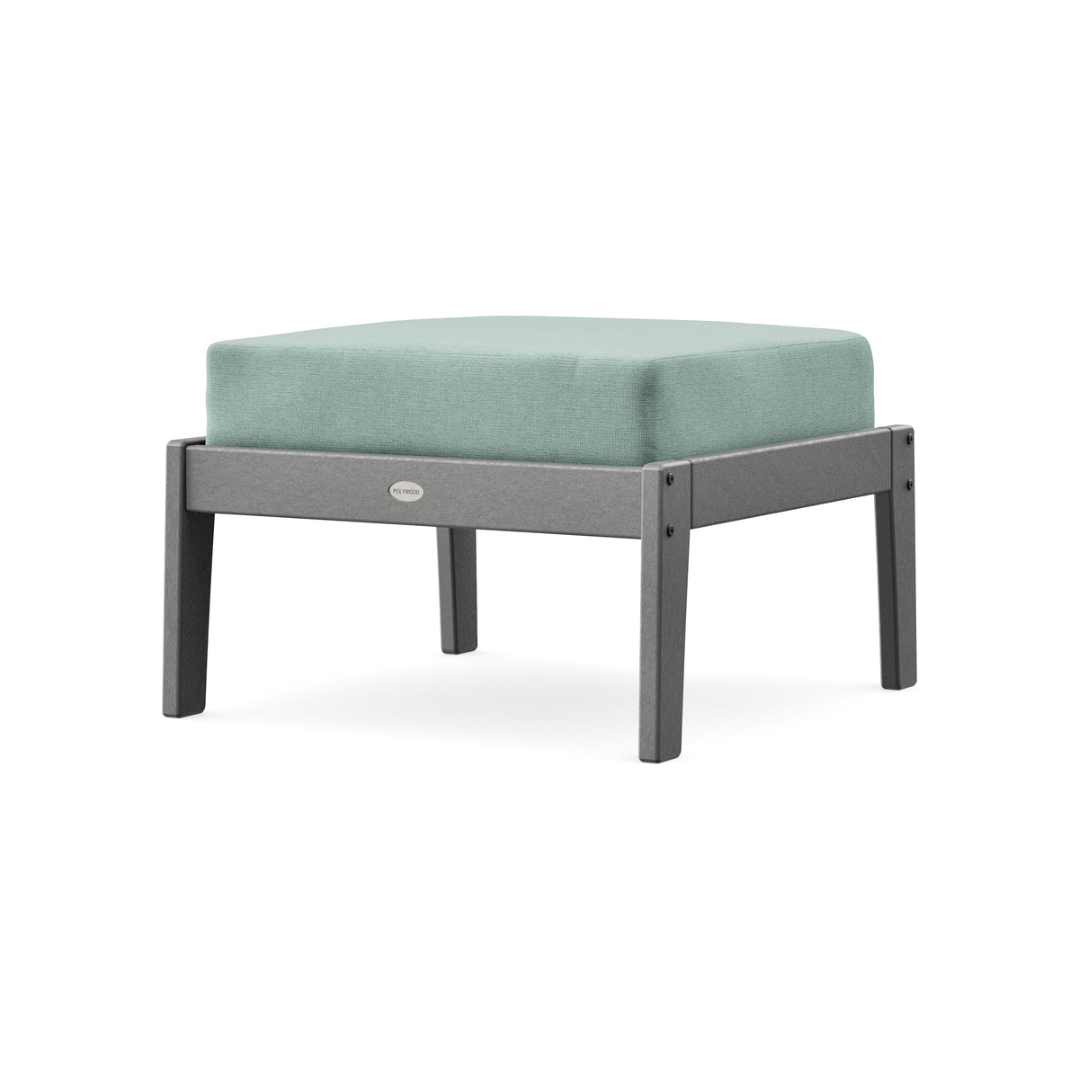 POLYWOOD Lakeside Deep Seating Ottoman in Slate Grey / Glacier Spa