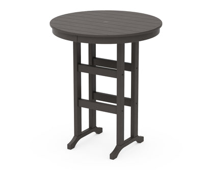 POLYWOOD 36" Round Farmhouse Bar Table in Vintage Coffee