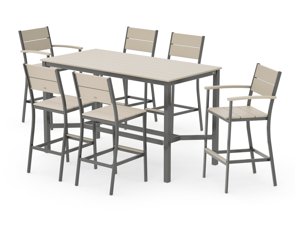 POLYWOOD Main Street 7-Piece Bar Set in Charcoal / Sand