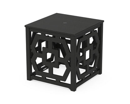 POLYWOOD Chinoiserie Umbrella Stand Accent Table in Black