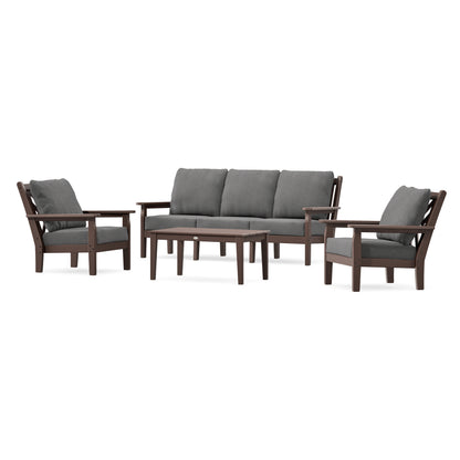 POLYWOOD Chippendale 4-Piece Deep Seating Set with Sofa in Mahogany