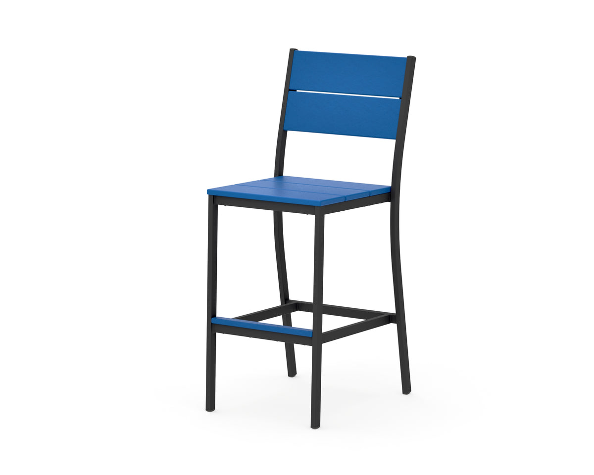 POLYWOOD Main Street Bar Side Chair in Black / Pacific Blue