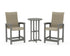 POLYWOOD Coastal Woven High-Back 3-Piece Farmhouse Counter Set in Slate Grey / Dune Grass