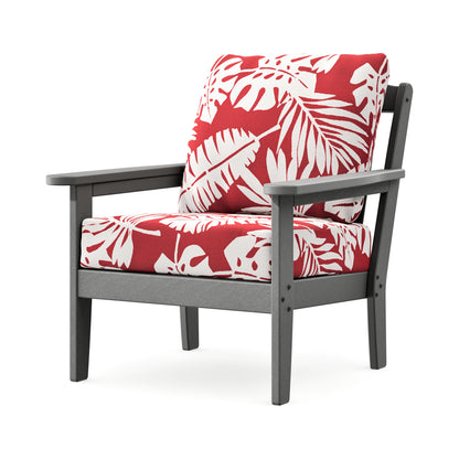 POLYWOOD Cottage Deep Seating Chair in Slate Grey / Leaf Crimson